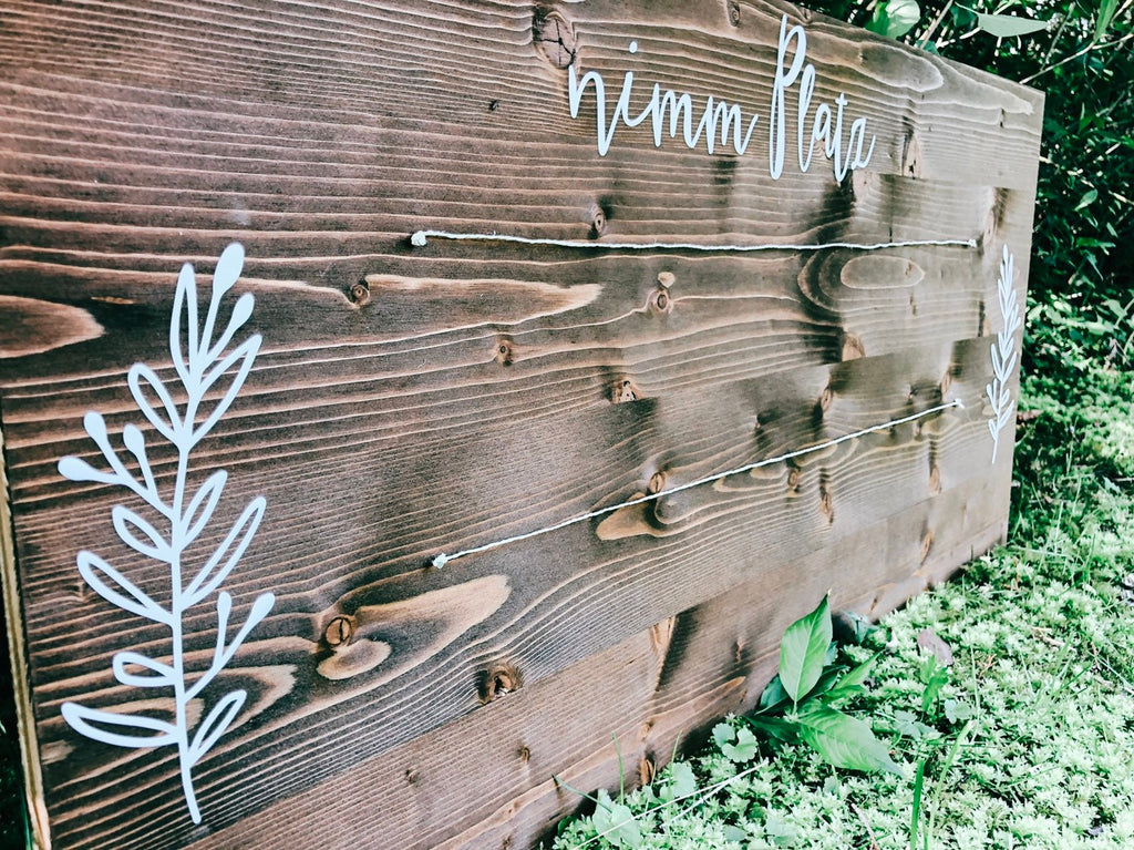 Natur, "nimm Platz" Schild, Bäume