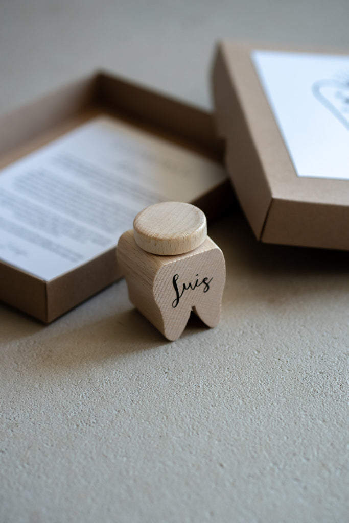 Holzdose Milchzahn, Box, Glückwunschkarte