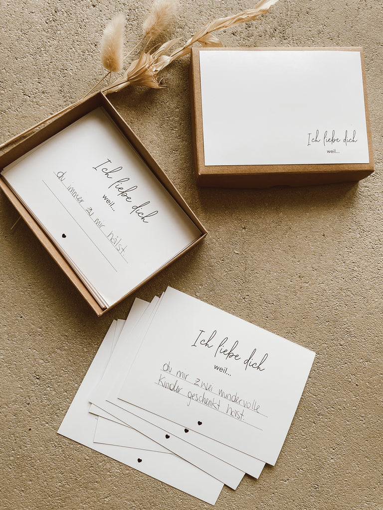 Trockenblumen, Kartenbox, "Ich liebe dich" Karten