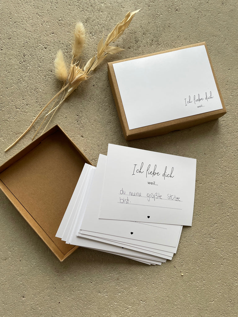 Trockenblumen, Karten, Kartenbox, "Ich liebe dich" Karten